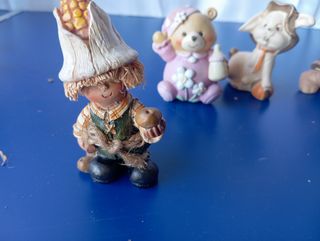 5 mini statuette: orso, coniglio, tartaruga, 