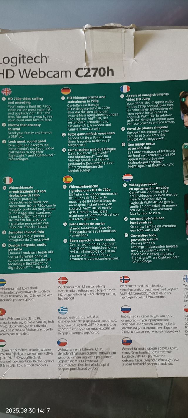 Logitech C270h Webcam HD 720p