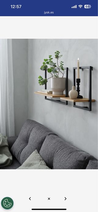 2 baldas JYSK negras, metal y madera

