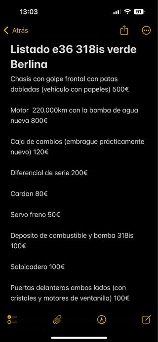 BMW e36 318is Verde Boston Despiece