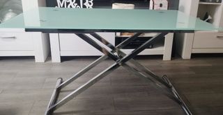 Mesa centro elevable cristal blanco