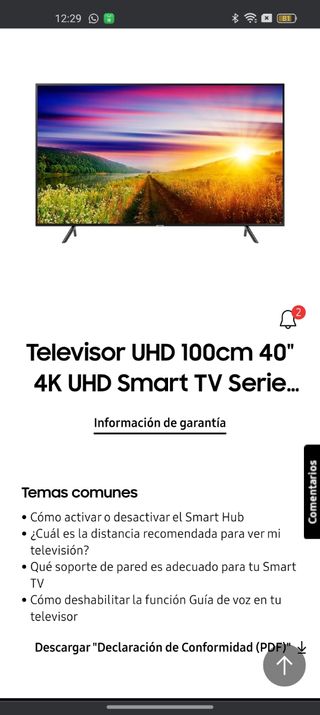 TV SAMSUNG 40" UHD 4K