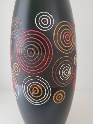 Jarrón madera - círculos multicolor