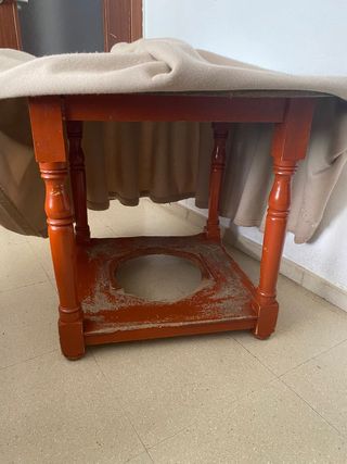 Mesa redonda cristal con hueco para brasero 