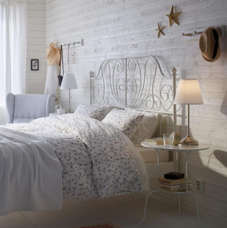 Cabecero IKEA LEIRVIK metálico blanco 168cm