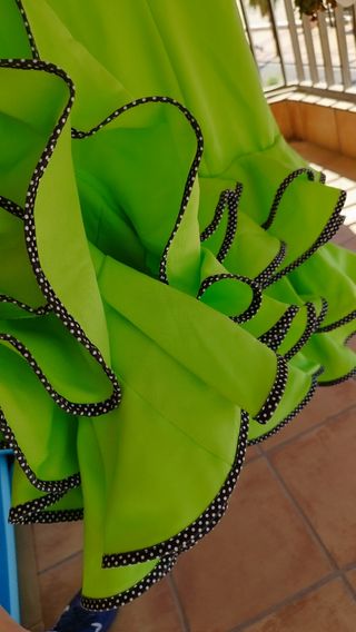 Vestido flamenco verde lima adulto