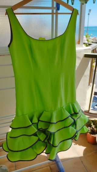 Vestido flamenco verde lima adulto