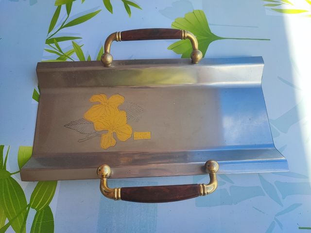 Vassoio porta-grissini vintage con disegno oro