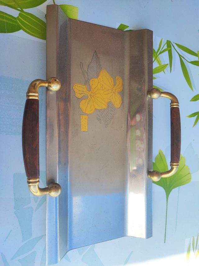 Vassoio porta-grissini vintage con disegno oro