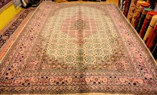 Alfombra Persa-Indobijar: Lana, Beige/Rosa