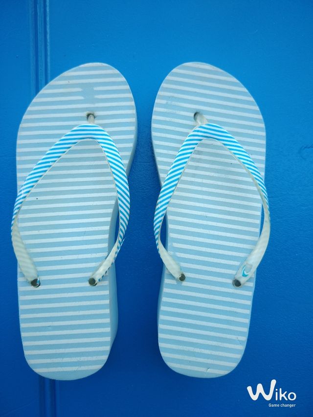 Infradito azzurre e bianche - Zeppa