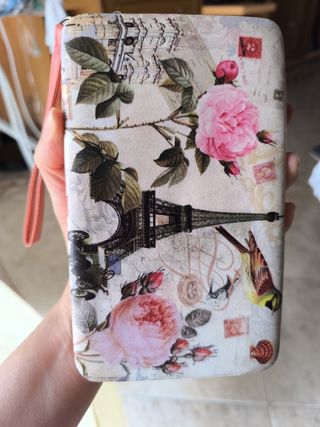 Monedero estampado París rosa