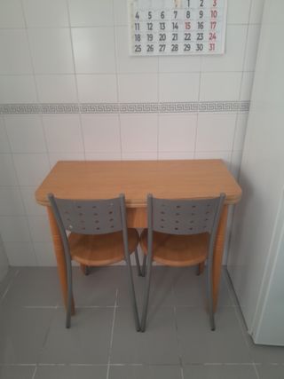 Mesa cocina + 2 sillas - Madera Gris