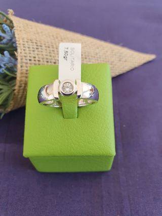 Anillo Solitario Zircon Plata
