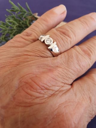Anillo Solitario Zircon Plata