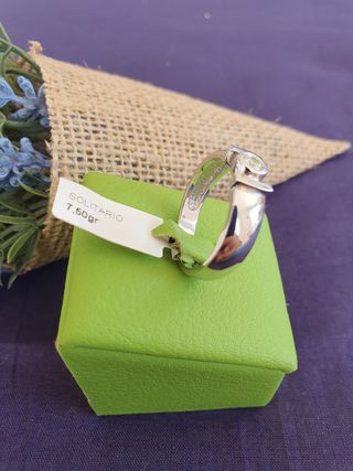 Anillo Solitario Zircon Plata