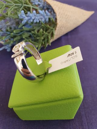 Anillo Solitario Zircon Plata