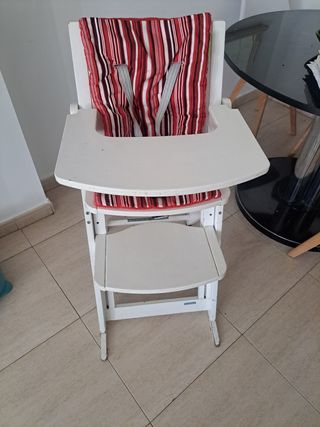 Trona bebé madera blanca