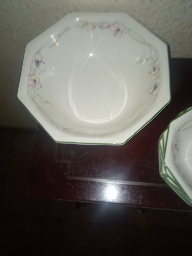 Juego cuencos porcelana - verde, blanco .