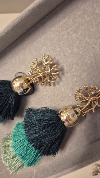 Pendientes Panambi largos dorados-verdes