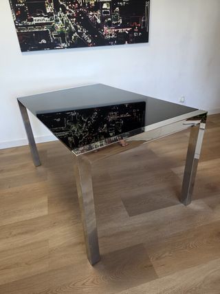 Mesa cristal acero inoxidable