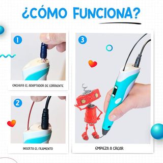 Lapiz 3d con 50m de filamento de colores