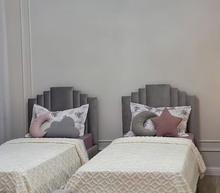 Cabeceros cama individual - terciopelo gris