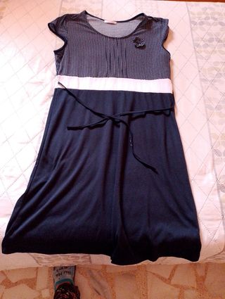 Vestido verano blanco&azul marino