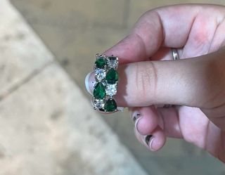 Anello Zirconi Verdi e bianchi - Acciaio Inox