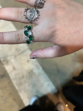 Anello Zirconi Verdi e bianchi - Acciaio Inox