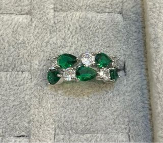 Anello Zirconi Verdi e bianchi - Acciaio Inox