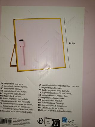 Lavagna Magnetica Rosa e Oro - 24x24cm