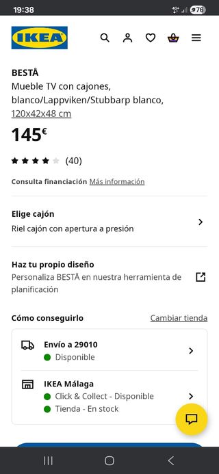 Mueble TV blanco - 2 cajones