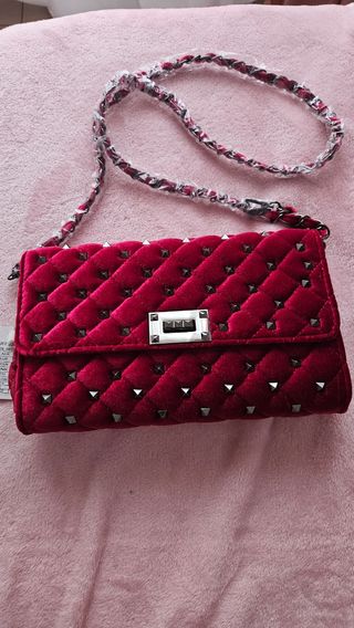 Bolso bandolera rojo terciopelo