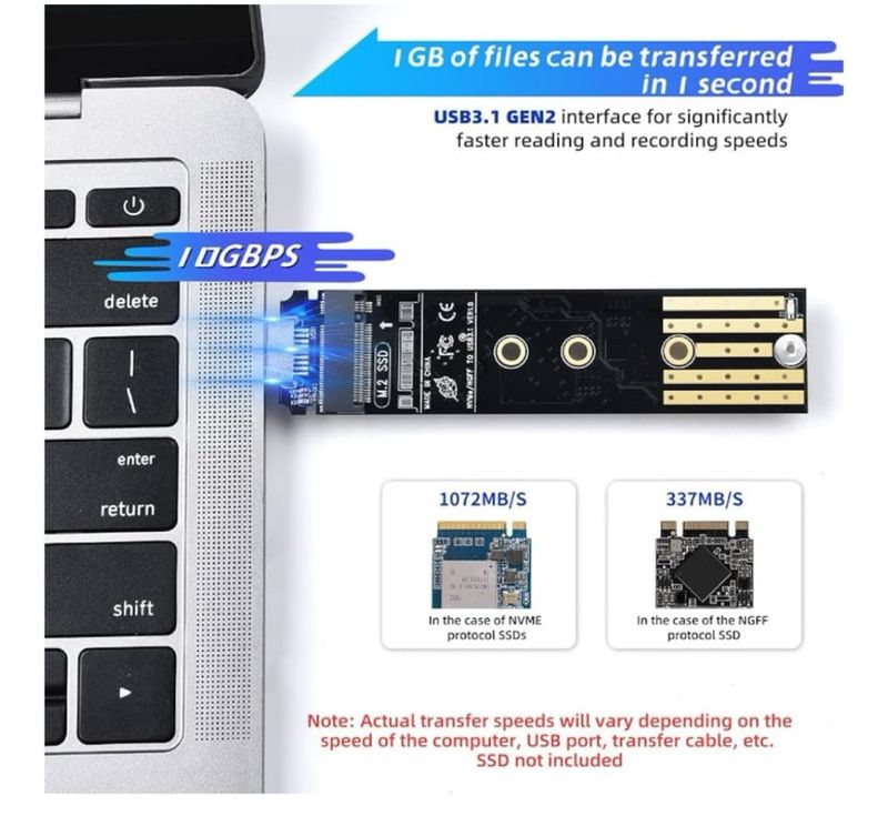 Adaptador ELUTENG NVMe M.2 a USB 10Gbps afbeelding 4