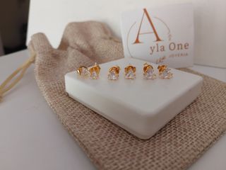 Pendientes trio baño en oro 18k
