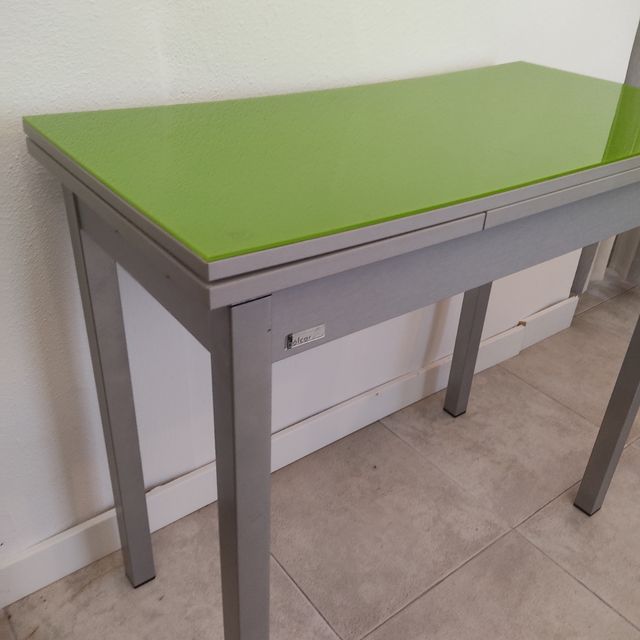 Mesa extensible cocina - verde plata