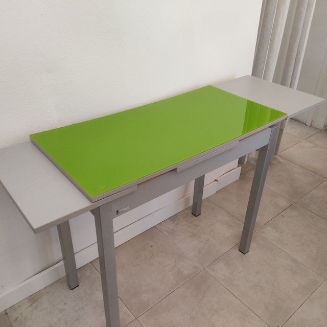 Mesa extensible cocina - verde plata
