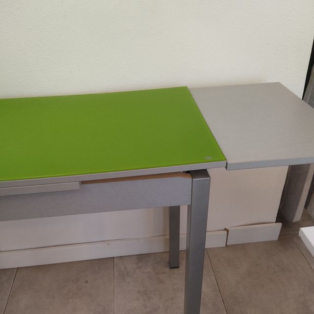 Mesa extensible cocina - verde plata
