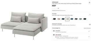 Sofá 2 plazas chaise longue gris
