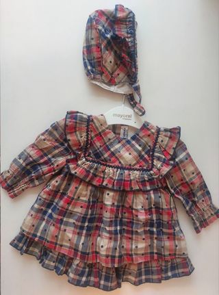 Vestido invierno bebé Miranda 6M + Capota nuevo