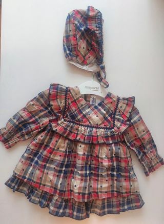 Vestido invierno bebé Miranda 6M + Capota nuevo