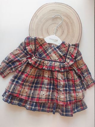 Vestido invierno bebé Miranda 6M + Capota nuevo