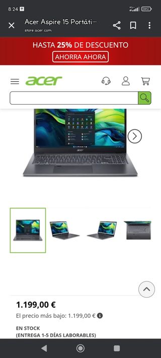 Portátil Acer Aspire - 3 15. 27P  Gris plata