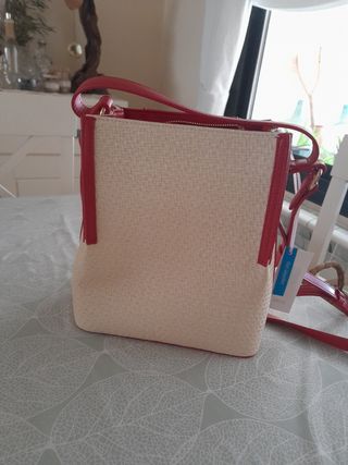 Bolso bandolera rojo beige