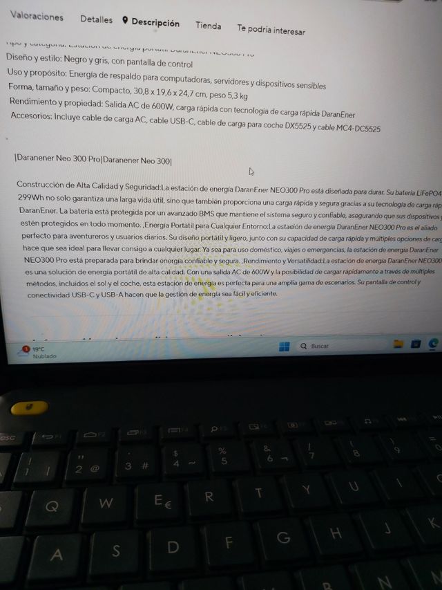 Estación energía Daranener Neo300 con panel 80w