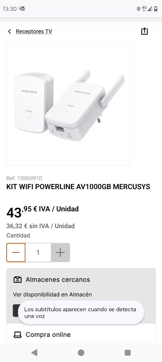 Kit Wifi Powerline AV1000GB Mercusys