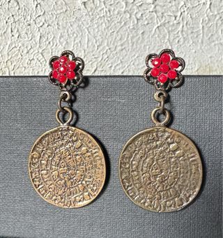 Pendientes Moneda Rojo