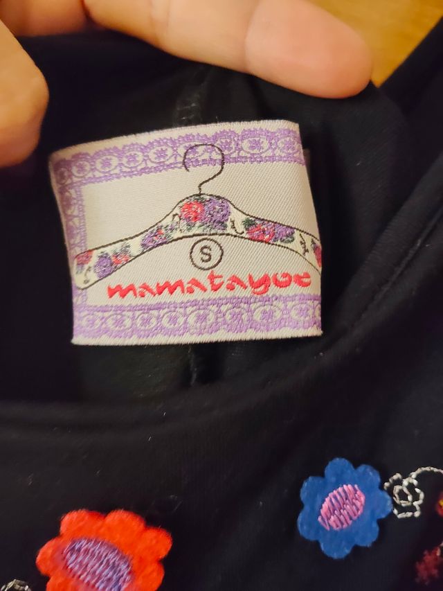 Vestido negro - Flores bordadas - S-