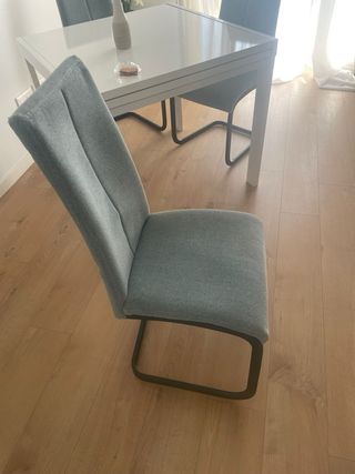 Sillas comedor - Tela gris-verde